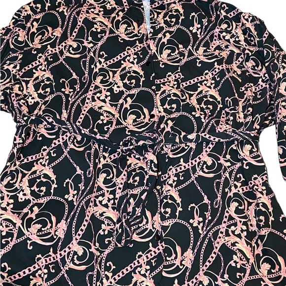 ASOS Design Curve Belted Twill Mini Swing Shirt Dress in Chain Print - Picture 12 of 14